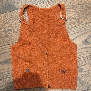 Rust Knit Button Front Vest